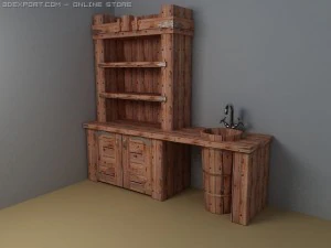old kitchen closet and washsta 3D Model