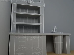 old kitchen closet and washsta 3D Model