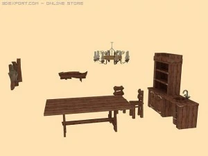 Sammlung alter M&ouml;bel 3D Modell