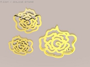 rose pendant and earrings Modèle 3D