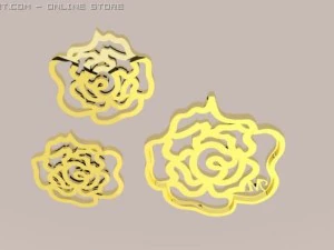 バラのペンダントとイヤリング 3Dモデル