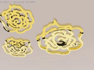 rose pendant and earrings 3D Model