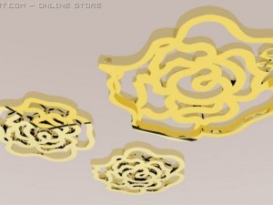 rose pendant and earrings Modello 3D