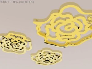 rose pendant and earrings 3D Model