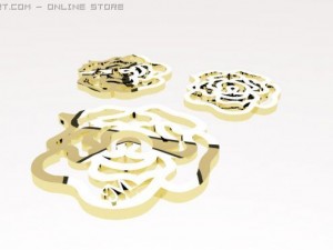 rose pendant and earrings Modello 3D