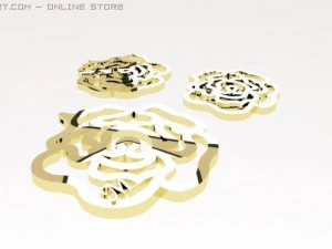 rose pendant and earrings 3D Model