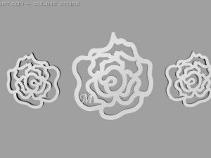 rose pendant and earrings Modello 3D