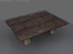 old wooden table 3D-Modell