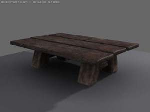 old wooden table 3D-Modell