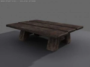 old wooden table 3D Model
