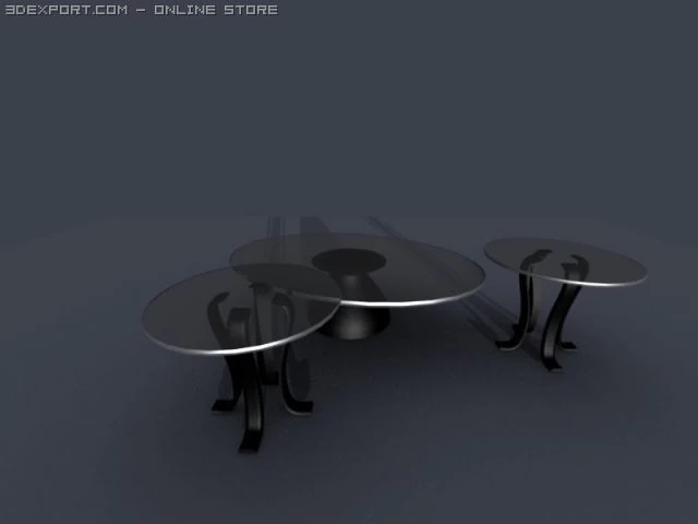 glass living room set 3D Model .c4d .max .obj .3ds .fbx .stl .blend 