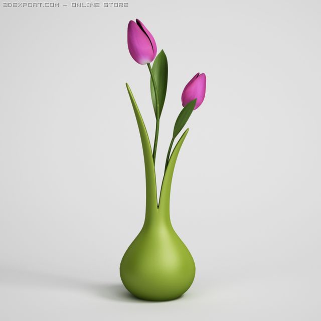 tulips in vase cgaxis models 006 07 3D Model .c4d .max .obj .3ds .fbx .stl .blend 