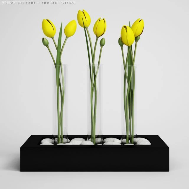 tulips in vase cgaxis models 006 11 3D Model .c4d .max .obj .3ds .fbx .stl .blend 