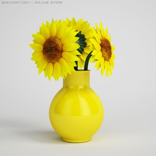 sunflowers in yellow vase cgaxis models 006 14 Modelo 3D .c4d .max .obj .3ds .fbx .stl .blend 