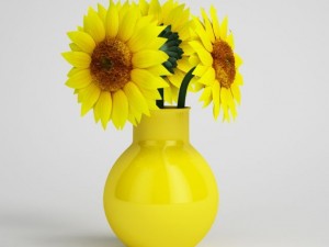 sunflowers in yellow vase cgaxis models 006 14 3D Model