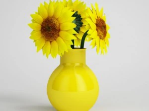 노란 꽃병에 든 해바라기 cgaxis 모델 006 14 3D 모델