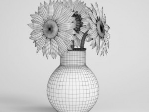 sunflowers in yellow vase cgaxis models 006 14 Modelo 3D