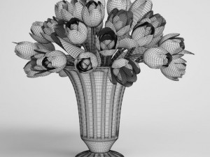 tulip bouquet in vase cgaxis models 006 16 3D Model