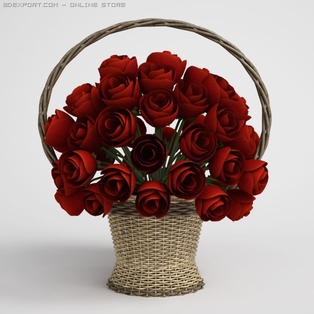 floral bouquet in basket cgaxis models 006 17 Model 3D .c4d .max .obj .3ds .fbx .stl .blend 