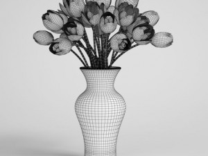 orange tulips in blue vase cgaxis models 006 25 3D Model