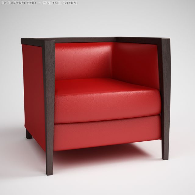 red leather armchair 09 3D Model .c4d .max .obj .3ds .fbx .stl .blend 