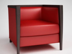 червоне шкіряне крісло 09 3D Модель