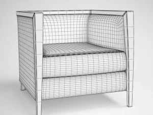 red leather armchair 09 3D Model