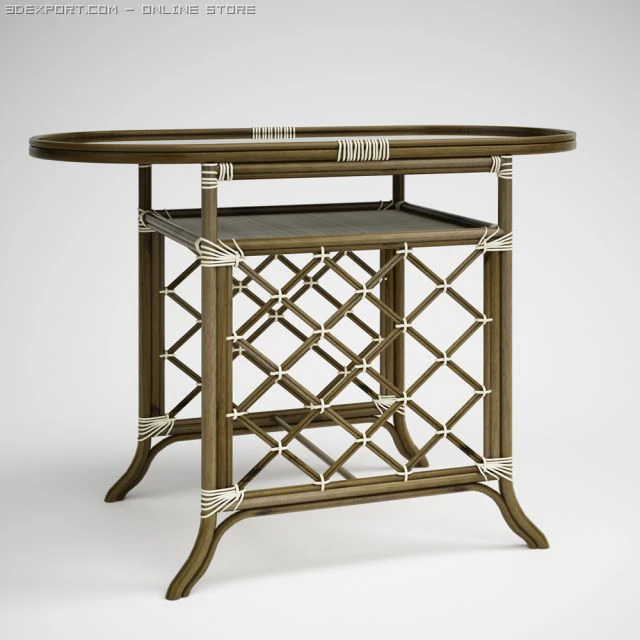 rattan table 02 3D Model .c4d .max .obj .3ds .fbx .stl .blend 
