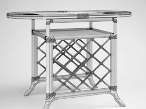 rattan table 02 3D Model