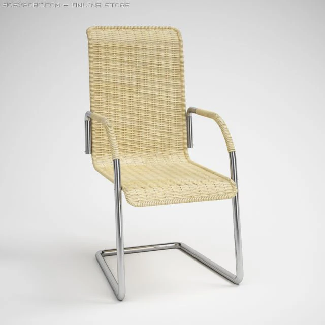wicker rattan chair 22 3D Model .c4d .max .obj .3ds .fbx .stl .blend 