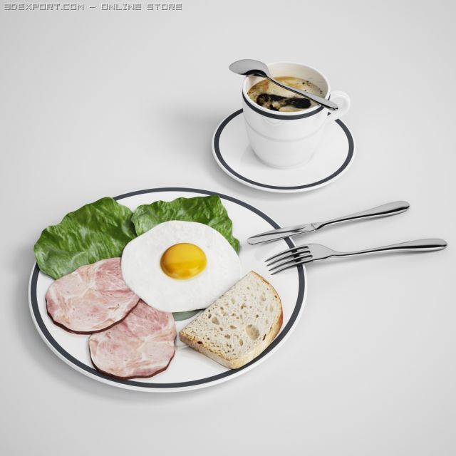breakfast meal 01 3D 模型 .c4d .max .obj .3ds .fbx .stl .blend 