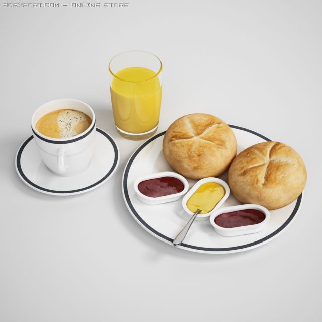 continental breakfast 02 3D Model .c4d .max .obj .3ds .fbx .stl .blend 