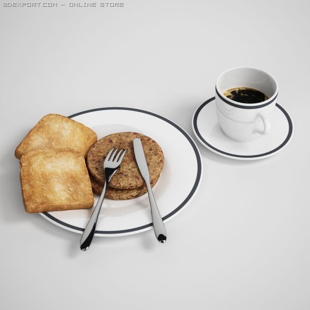 breakfast meal 04 3D Model .c4d .max .obj .3ds .fbx .stl .blend 