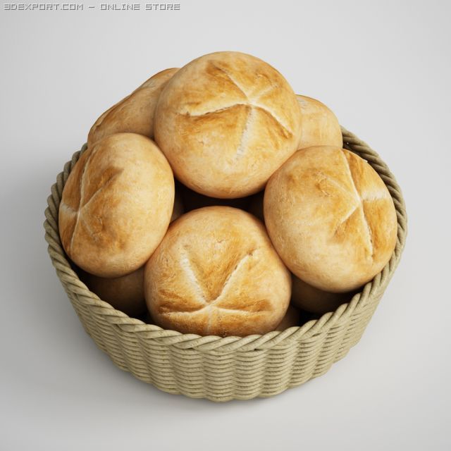 basket of buns 07 3D Модель .c4d .max .obj .3ds .fbx .stl .blend 