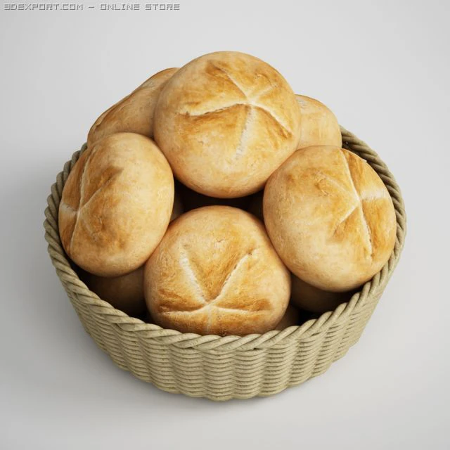 basket of buns 07 3D Model .c4d .max .obj .3ds .fbx .stl .blend 