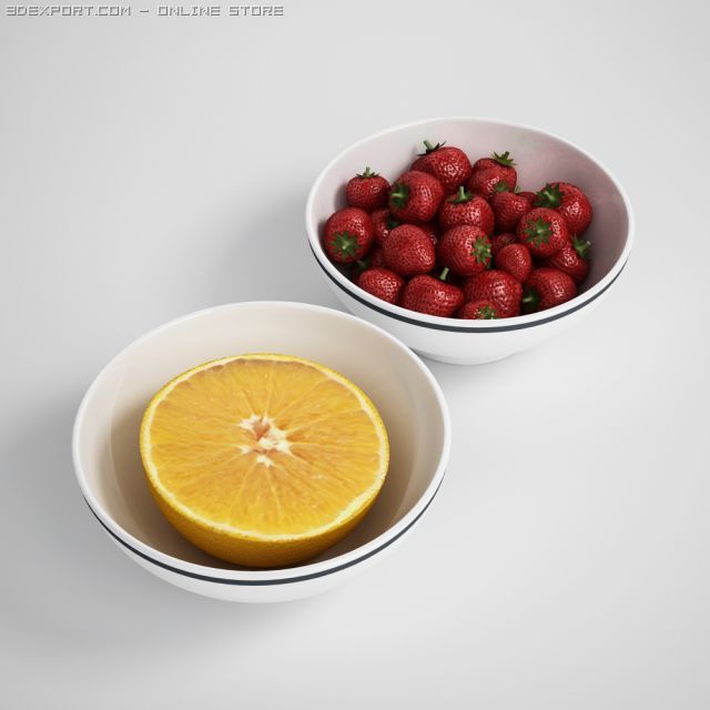breakfast fruit in bowl 09 3D Model .c4d .max .obj .3ds .fbx .stl .blend 