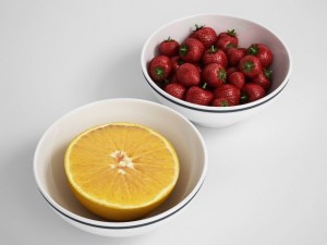 breakfast fruit in bowl 09 3D Model