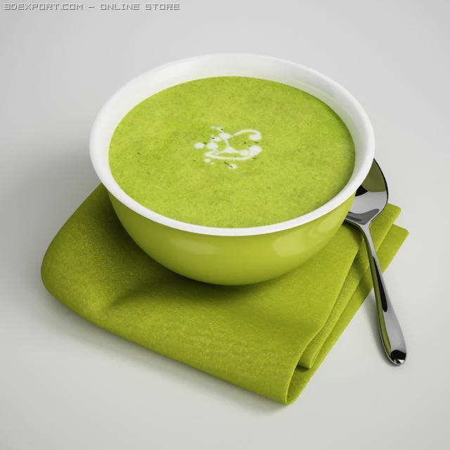 bowl of soup 10 3D Model .c4d .max .obj .3ds .fbx .stl .blend