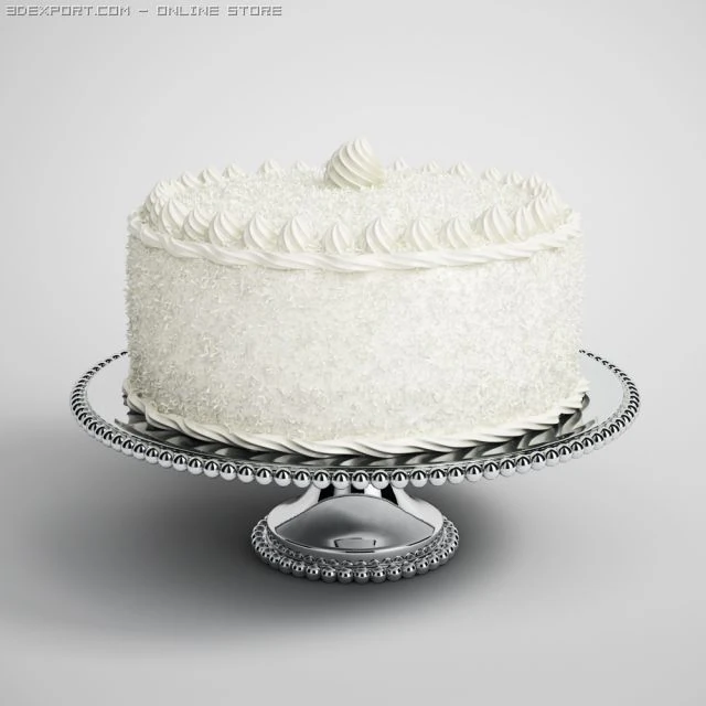 decorated white cake 11 3D Model .c4d .max .obj .3ds .fbx .stl .blend 