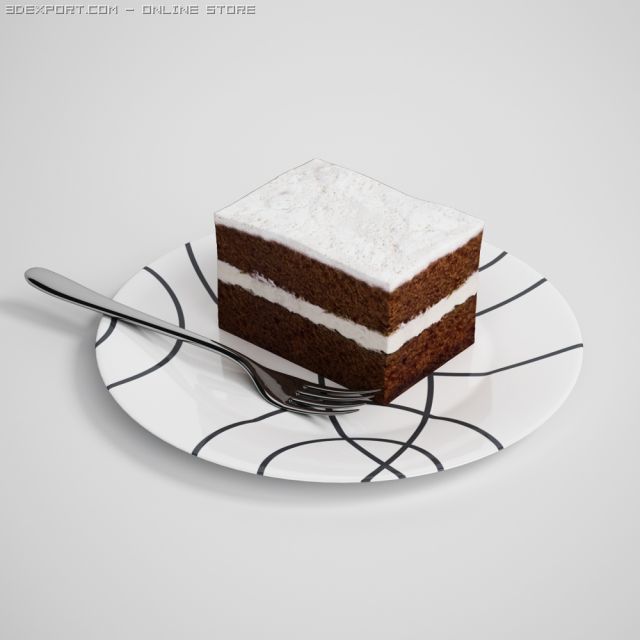 cake slice on plate 13 3D-Modell .c4d .max .obj .3ds .fbx .stl .blend 