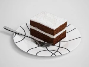 접시 13에 케이크 조각 3D 모델