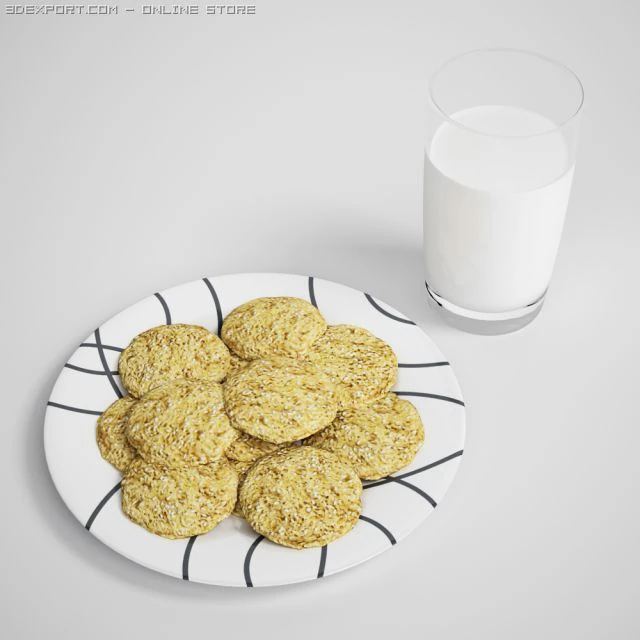 milk  cookies 14 3D Model .c4d .max .obj .3ds .fbx .stl .blend 