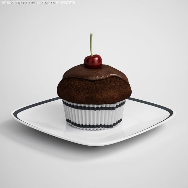 chocolate cupcake 15 3D Model .c4d .max .obj .3ds .fbx .stl .blend 