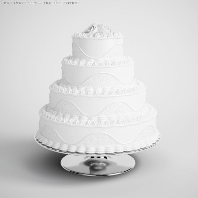 tiered wedding cake 16 3D 모델 .c4d .max .obj .3ds .fbx .stl .blend 