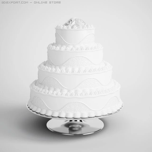 tiered wedding cake 16 3D Model .c4d .max .obj .3ds .fbx .stl .blend 