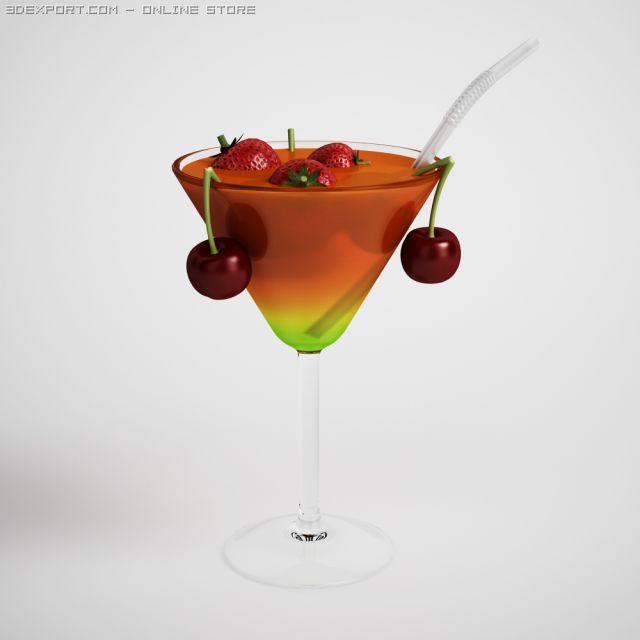 tropical cocktail 19 3D Model .c4d .max .obj .3ds .fbx .stl .blend 
