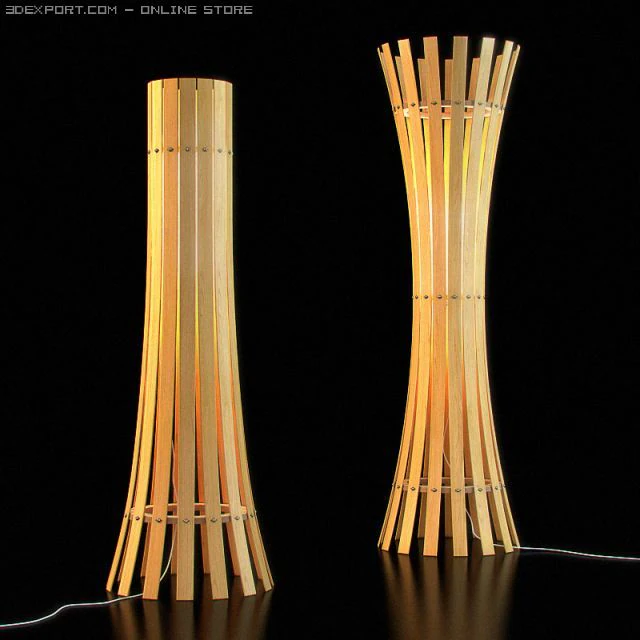 wooden floor lamp 04 3D Model .c4d .max .obj .3ds .fbx .stl .blend 