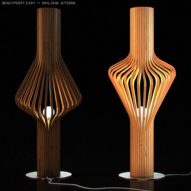wooden floor lamp 05 3D Model .c4d .max .obj .3ds .fbx .stl .blend