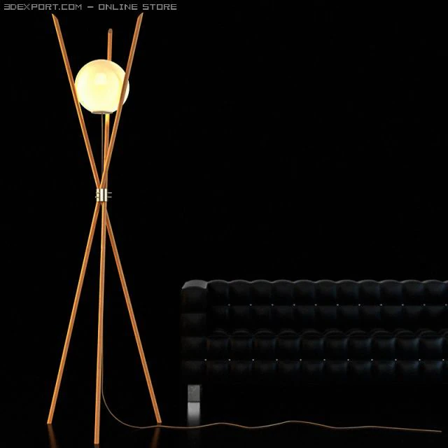 wooden floor lamp 10 3D Model .c4d .max .obj .3ds .fbx .stl .blend 