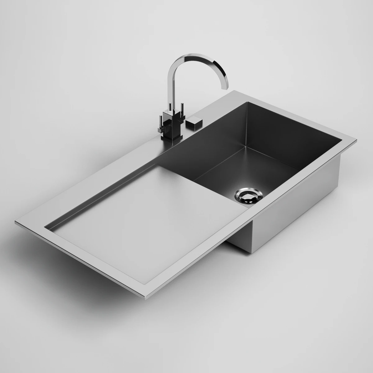 cgaxis kitchen sink with drainboard 24 3D Model .c4d .max .obj .3ds .fbx .stl .blend 